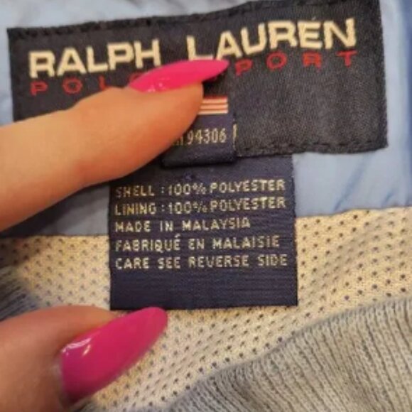 Vintage Polo Sport Ralph Lauren Windbreaker Men’s S Blue Mesh Lined Pullover - Picture 4 of 5